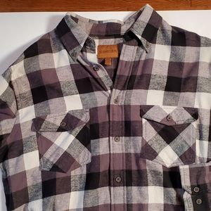 Neutral black white gray flannel plaid St John's Bay men's medium